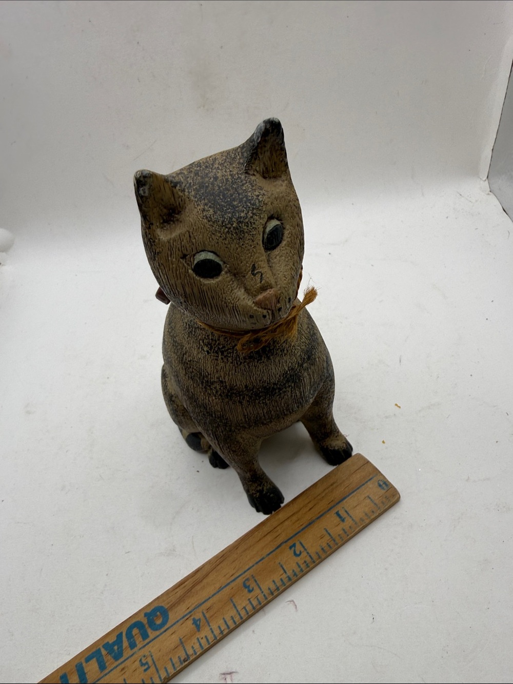 Vtg Signed Pat Croy Primitive Cat Folk Art Rustic Farmhouse Decor Collectible - Picture 13 of 14